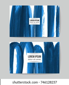 Set of vector business card templates with brush stroke background.