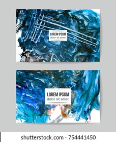 Set of vector business card templates with brush stroke background.