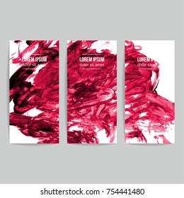 Set of vector business card templates with brush stroke background.