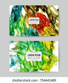 Set of vector business card templates with brush stroke background.