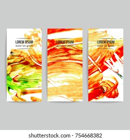 Set of vector business card templates with brush stroke background.
