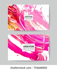 Set of vector business card templates with brush stroke background.
