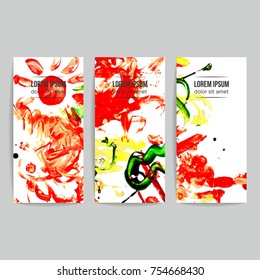 Set of vector business card templates with brush stroke background.