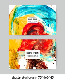 Set of vector business card templates with brush stroke background.