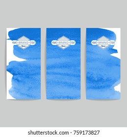 Set of vector business card templates with brush stroke background.