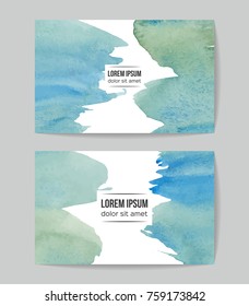 Set of vector business card templates with brush stroke background.