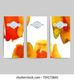 Set of vector business card templates with brush stroke background.