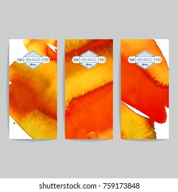 Set of vector business card templates with brush stroke background.