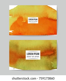 Set of vector business card templates with brush stroke background.