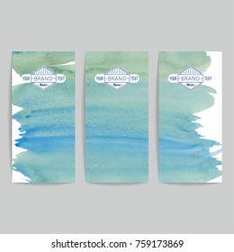 Set of vector business card templates with brush stroke background.