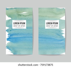 Set of vector business card templates with brush stroke background.