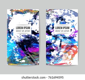 Set of vector business card templates with brush stroke background.