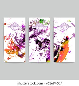 Set of vector business card templates with brush stroke background.