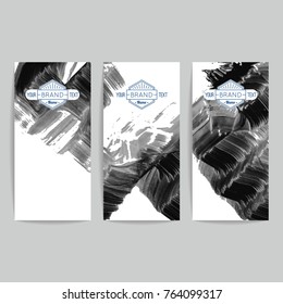 Set of vector business card templates with brush stroke background.