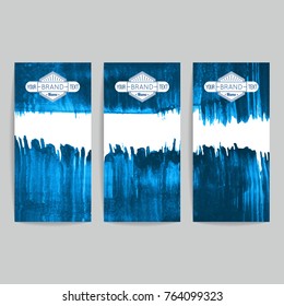 Set of vector business card templates with brush stroke background.