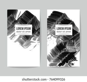 Set of vector business card templates with brush stroke background.