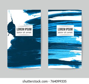 Set of vector business card templates with brush stroke background.