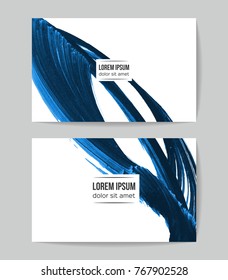 Set of vector business card templates with brush stroke background.