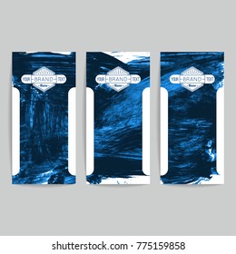 Set of vector business card templates with brush stroke background.