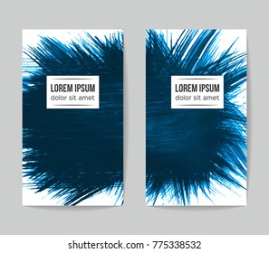 Set of vector business card templates with brush stroke background.