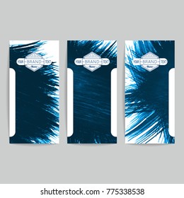Set of vector business card templates with brush stroke background.