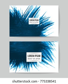 Set of vector business card templates with brush stroke background.