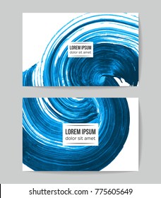Set of vector business card templates with brush stroke background.