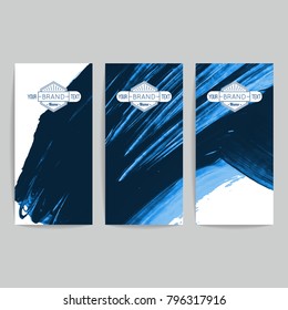 Set of vector business card templates with brush stroke background.