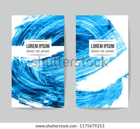 Set of vector business card templates with brush stroke background.