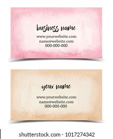 Set of vector business card watercolor design, hand drawn illustration