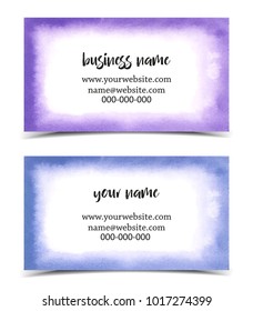 Set of vector business card watercolor design, hand drawn illustration