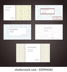 Set of vector business cards with hand-drawn business doodles