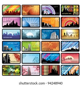 Set of vector business cards on the urban theme