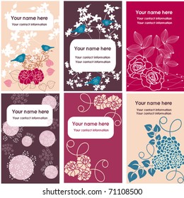 Set of vector business cards templates with floral motives