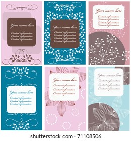 Set of vector business cards templates with floral motives
