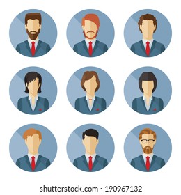 Set of vector business characters in flat design.