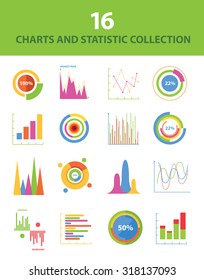 Set of vector business charts, statistic, diagrams aand icons.