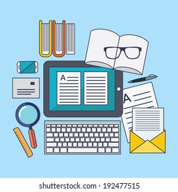 Set of vector business concept design flat line