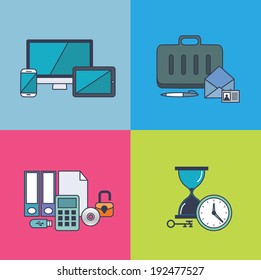 Set of vector business concept design flat line
