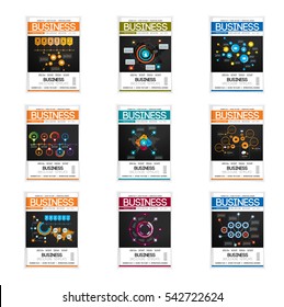 Set of vector business covers. Catalog illustration template.