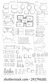 Set of vector business doodle elements. Hand drawn business icons set. Business, diagram, progress, graphs, arrows and all other kinds of business related elements.