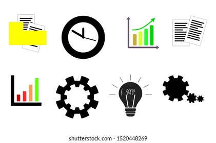 Set vector business icon for Infographics consist of 8 design with golden ratio aspect. 8 icons relevant for presentation marketing, logo, symbol technology or for infographic. Business sign vector.