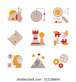 Set of vector business icons and concepts in flat style