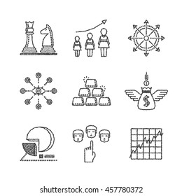 Set of vector business icons and concepts in sketch style