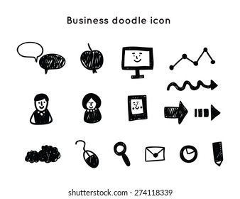 Set of vector business icons, doodle icon for your design