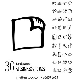Set of Vector Business Icons in Doodle Style. Hand Drawn Finance Symbols. Sketched Infographic Elements
