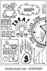 Set of vector business icons and elements.Time Management