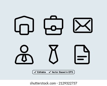 Set of vector business icons with line style and black color