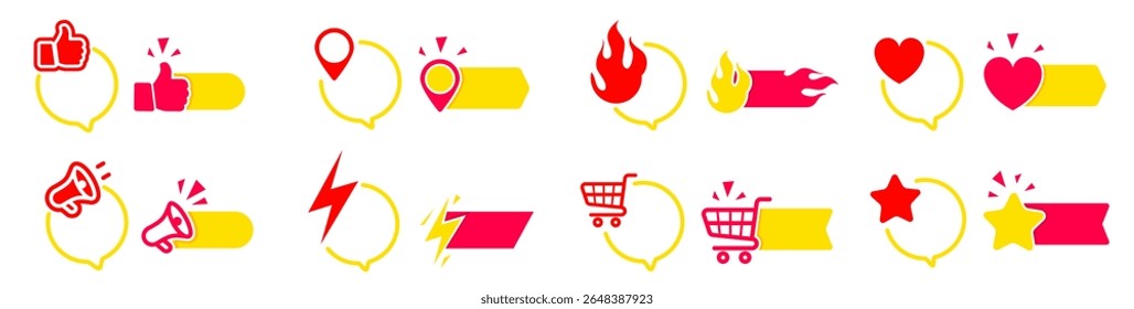 Set of Vector business icons modern labels and tags ribbons banners stickers creative design,	