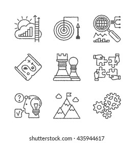 Set of vector business icons in sketch style